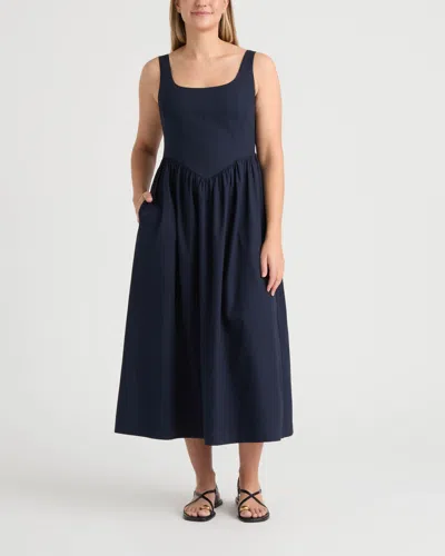 Ellen Tracy Women's Poplin Bustier Dress In Blue