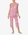 Ellen Tracy Plus Size Printed Cropped Pajama Set In Paisley