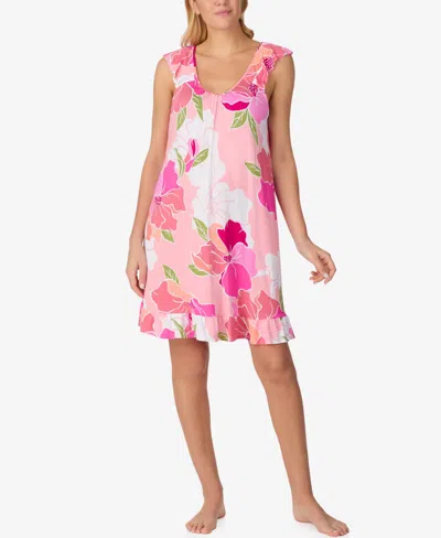 Ellen Tracy Women's Printed Short-sleeve Chemise Sleep Dress In Multi