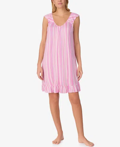 Ellen Tracy Women's Printed Short-sleeve Chemise Sleep Dress In Pink