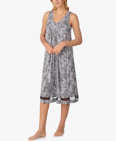 Ellen Tracy Women's Printed Sleeveless Nightgown In Black