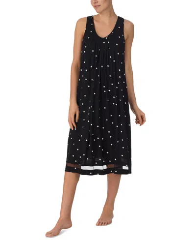 Ellen Tracy Women's Printed Sleeveless Nightgown In Black
