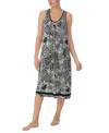 Ellen Tracy Midi Nightgown In White Grid