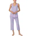 Ellen Tracy Women's Printed V-neck Cropped Pajama Set In Purple