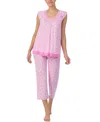 Ellen Tracy Women's Printed V-neck Cropped Pajama Set In Purple