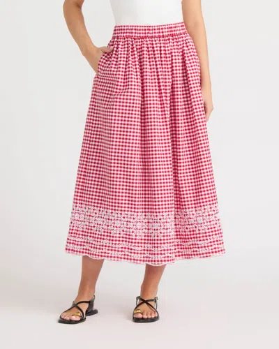 Ellen Tracy Women's Pull-on Maxi Skirt With Eyelet Hem In Pink