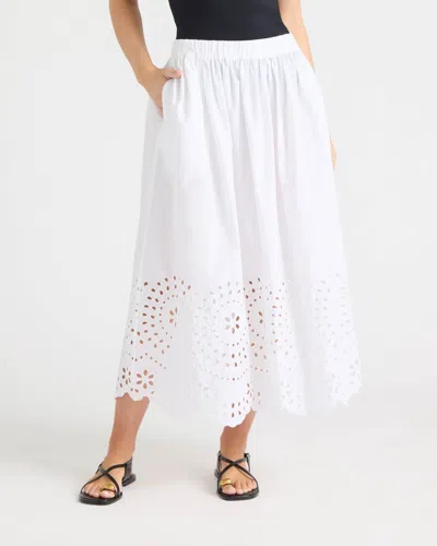 Ellen Tracy Women's Pull-on Maxi Skirt With Eyelet Hem In White