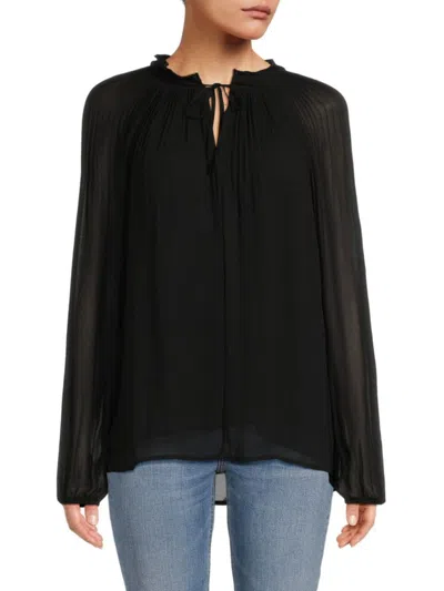 Ellen Tracy Women's Raglan Sleeve Pleat Top In Black