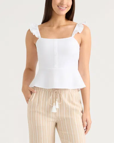 Ellen Tracy Women's Ruffle Sleeve Top In White