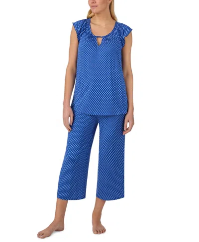 Ellen Tracy Women's Scoop Neck Top & Cropped Pajama Pants, 2-piece Set In Blue