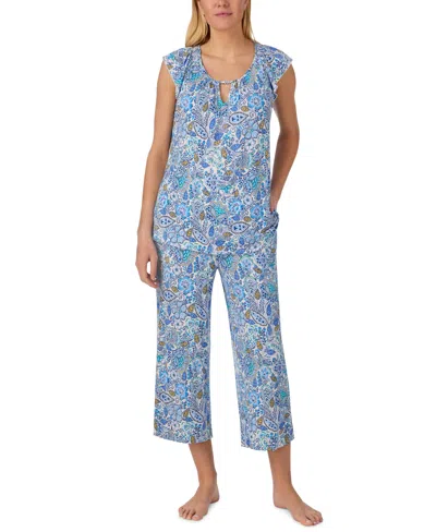 Ellen Tracy Women's Scoop Neck Top & Cropped Pajama Pants, 2-piece Set In Multi