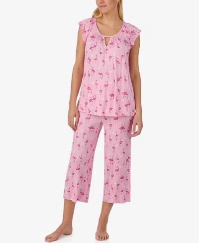Ellen Tracy Women's Scoop Neck Top & Cropped Pajama Pants, 2-piece Set In Pink