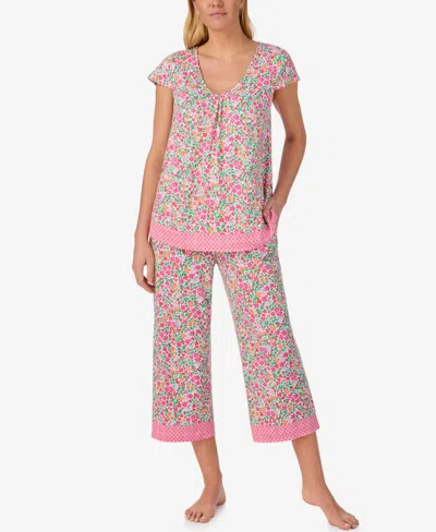 Ellen Tracy Women's Scoop Neck Top And Cropped Pajama Pants, 2-piece Set In Neutral
