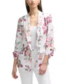 Ellen Tracy Linen Blend Blazer In Multi