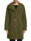Ellen Tracy Women's Sherpa Teddy Button-front Coat In Green