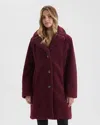 Ellen Tracy Women's Sherpa Teddy Coat With Notch Collar In Red