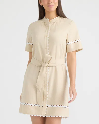 Ellen Tracy Women's Shirt Dress With Ric Rac Detail In Neutral