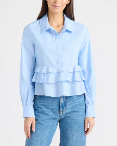 Ellen Tracy Women's Shirt With Ruffle Detail In Blue