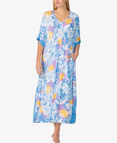 Ellen Tracy Women's Short 3/4 Sleeve Caftan In Blue