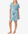 Ellen Tracy Women's Short Sleeve Chemise In Aqua Print