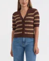 Ellen Tracy Women's Short Sleeve Crochet Cardigan In Brown