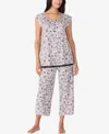 Ellen Tracy Women's Short Sleeve Cropped Pajama Set In Multi