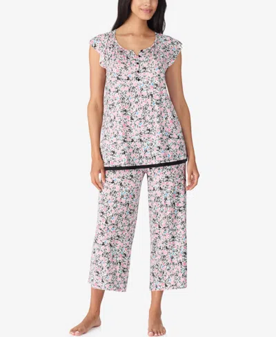 Ellen Tracy Women's Short Sleeve Cropped Pajama Set In Multi