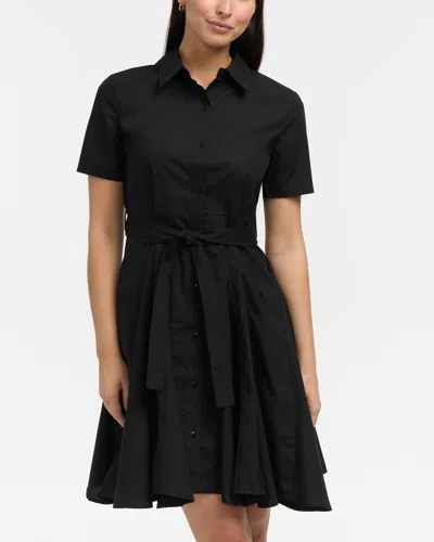 Ellen Tracy Women's Short Sleeve Flared Shirt Dress In Black