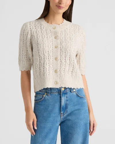 Ellen Tracy Women's Short Sleeve Openwork Cardigan In Neutral