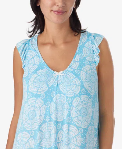 Ellen Tracy Women's Short-sleeve Soft Bra Midi Jersey Nightgown In Blue