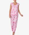 Ellen Tracy Women's Short-sleeve Top And Long Pajama Pants, 2-piece Set In Pink