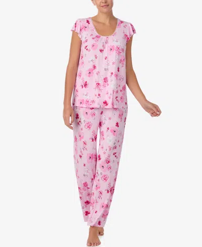 Ellen Tracy Women's Short-sleeve Top And Long Pajama Pants, 2-piece Set In Pink