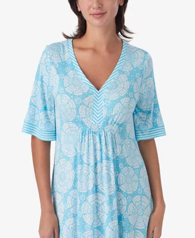 Ellen Tracy Women's Short-sleeve Tunic Jersey Sleep Dress In Blue
