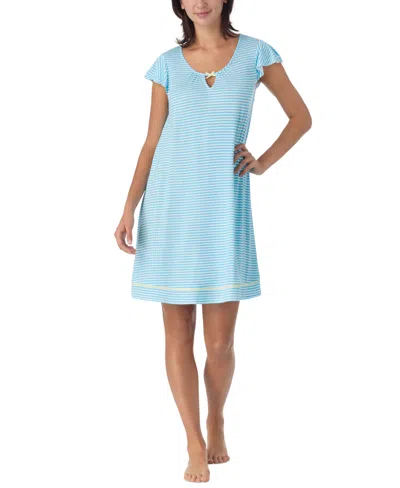 Ellen Tracy Women's Short-sleeve Chemise Jersey Sleep Dress In Blue