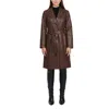 Ellen Tracy Women's Single Breasted Faux Leather Trench In Brown