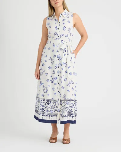 Ellen Tracy Women's Sleeveless Belted Challis Dress In White