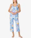 Ellen Tracy Women's Sleeveless Crop Pajama Set In Blue Multi