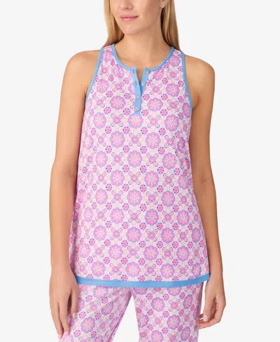 Ellen Tracy Women's Sleeveless Crop Pajama Set In Pink Print