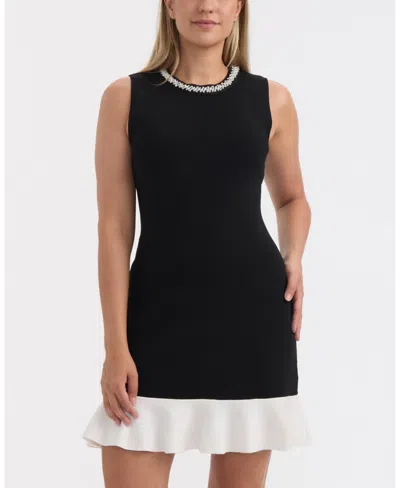 Ellen Tracy Women's Sleeveless Embellished Knit Dress In Black