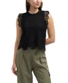 Ellen Tracy Sleeveless Lace Top In Black