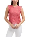 Ellen Tracy Sleeveless Lace Top In Pink