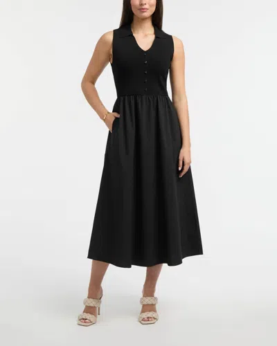 Ellen Tracy Women's Sleeveless Polo Collar Twofer Dress