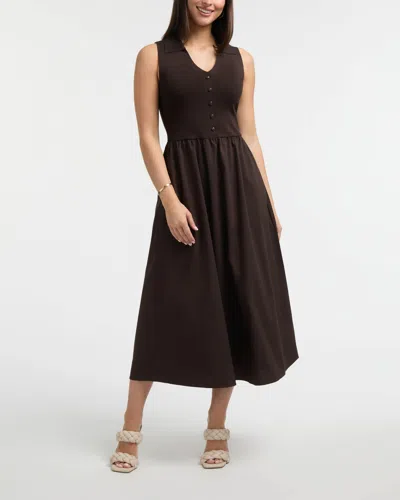 Ellen Tracy Women's Sleeveless Polo Collar Twofer Dress In Brown
