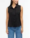 Ellen Tracy Beaded Sleeveless Button-up Shirt In Black