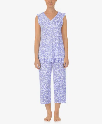Ellen Tracy Women's Sleeveless Top And Cropped Pants 2-pc. Pajama Set In Peri Animal