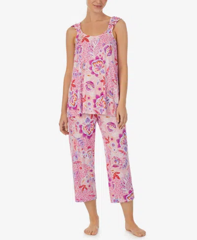 Ellen Tracy Women's Sleeveless Top And Cropped Pants 2-pc. Pajama Set In Pink Floral