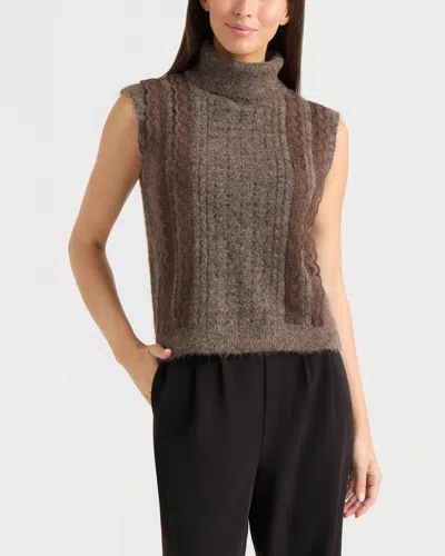 Ellen Tracy Women's Sleeveless Turtleneck Sweater Top In Brown