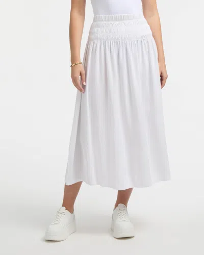 Ellen Tracy Women's Smocked Waist Linen-blend Skirt In White