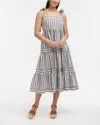 Ellen Tracy Women's Striped Tiered Midi Dress