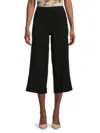Ellen Tracy Women's Textured Wide Leg Cropped Pants In Black